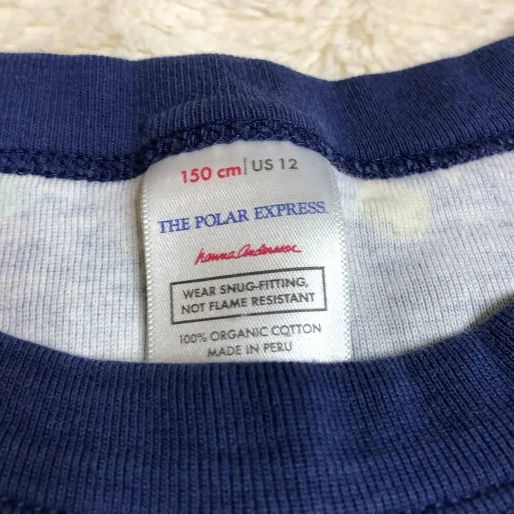 Hanna Andersson Polar Express Christmas blue train pajama set size 150 or US 12